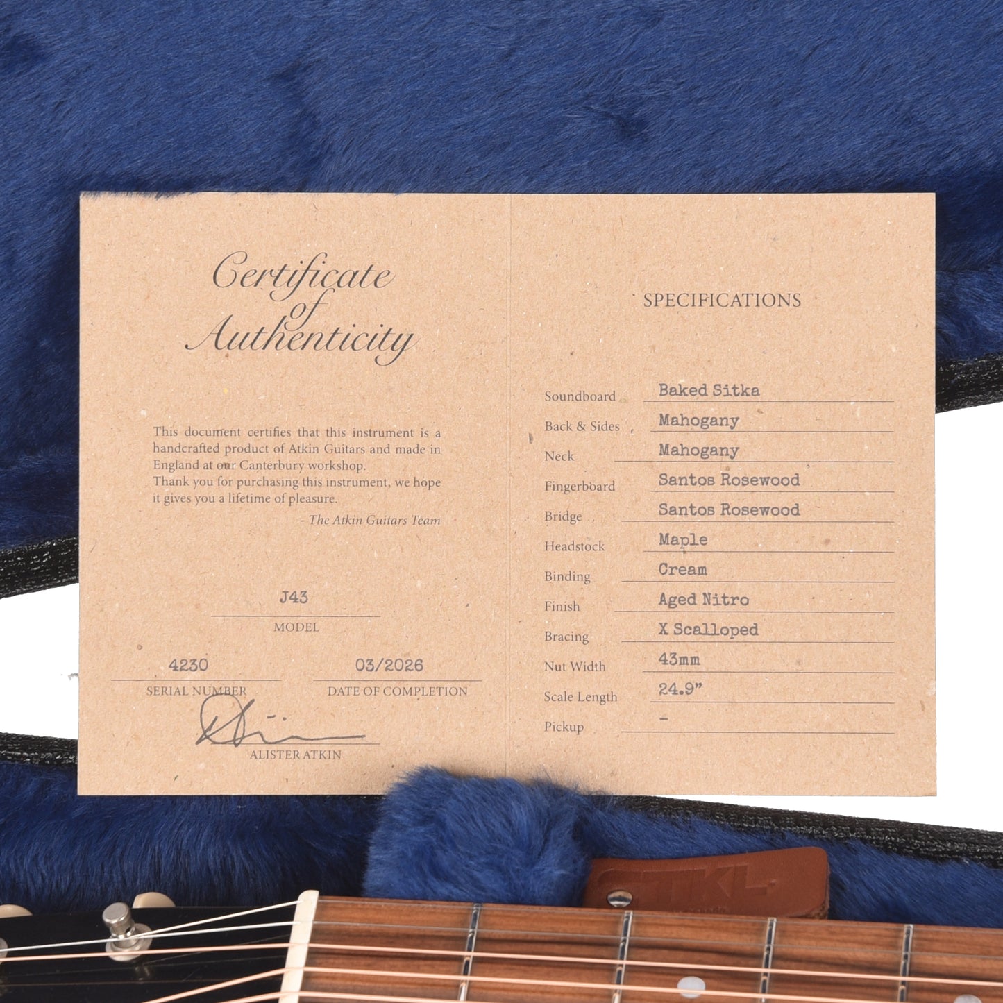 Atkin The Forty Three Baked Sitka/Mahogany Aged Sunburst Acoustic Guitars