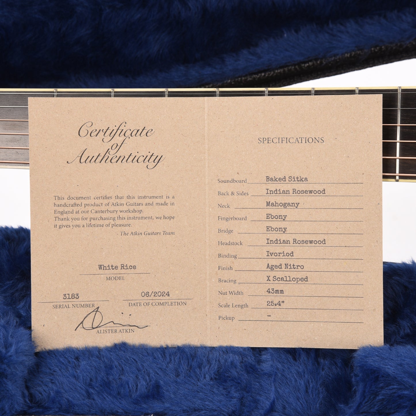 Atkin The White Rice Baked Sitka/Rosewood Aged Natural Acoustic Guitars / Dreadnought