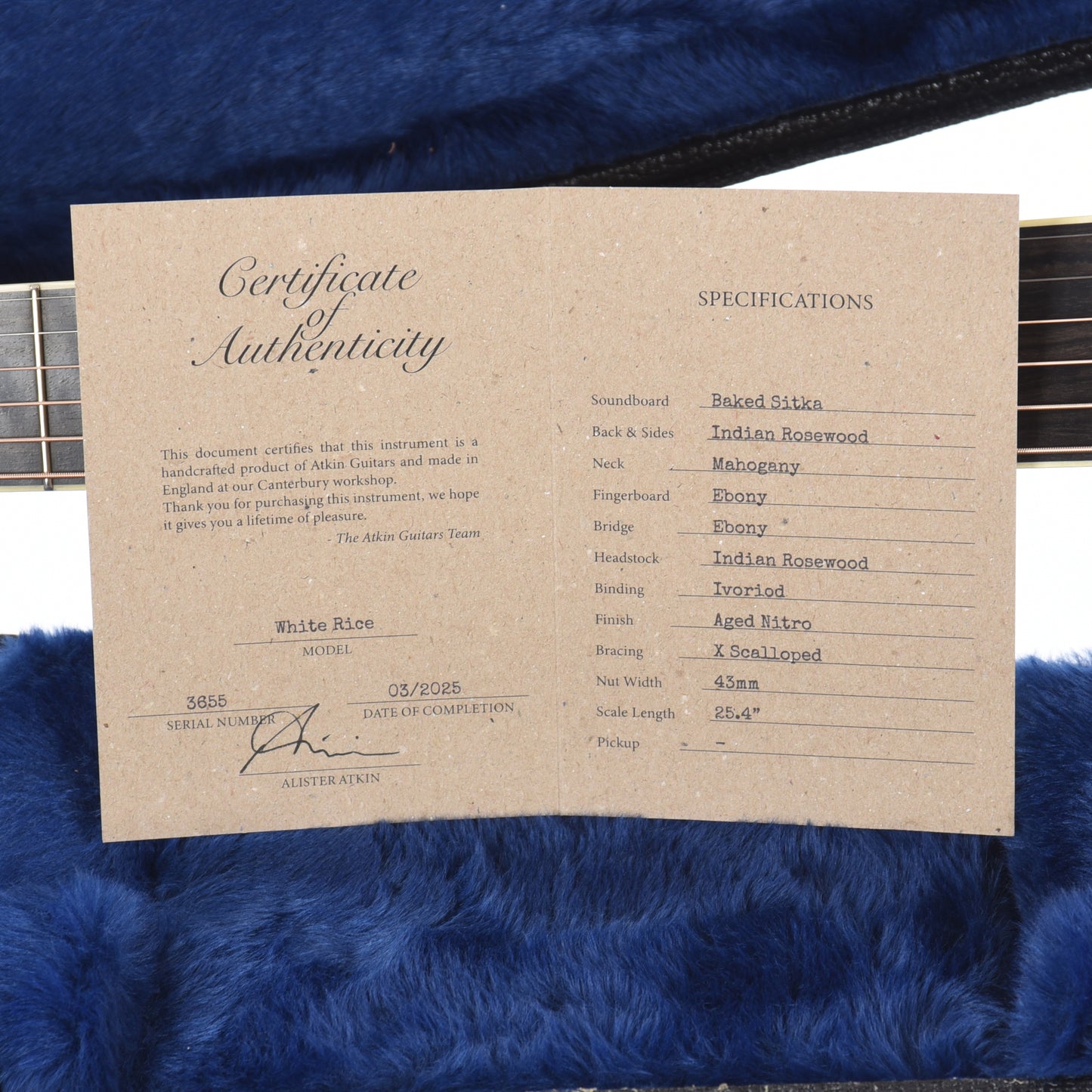 Atkin The White Rice Baked Sitka/Rosewood Aged Natural Acoustic Guitars / Dreadnought