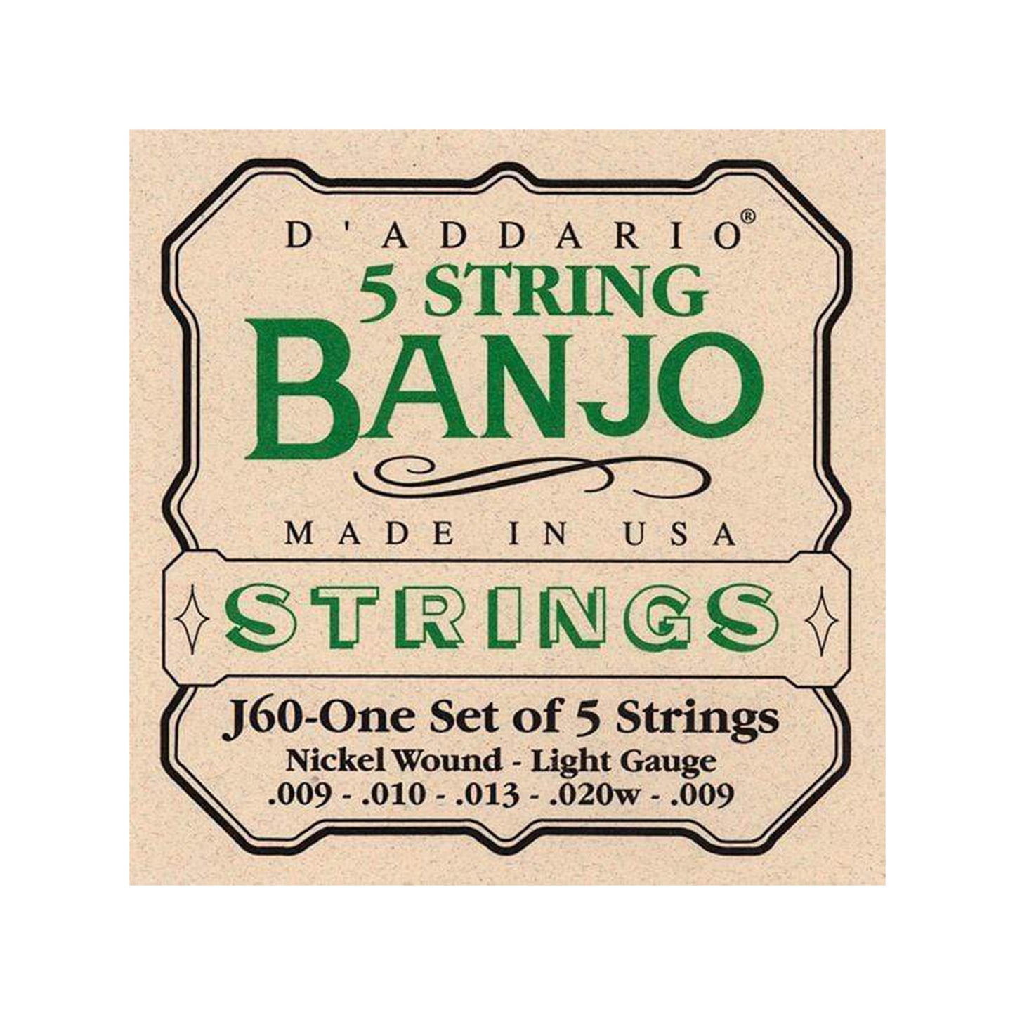D'Addario J60 5-String Banjo Strings Accessories / Strings / Banjo Strings