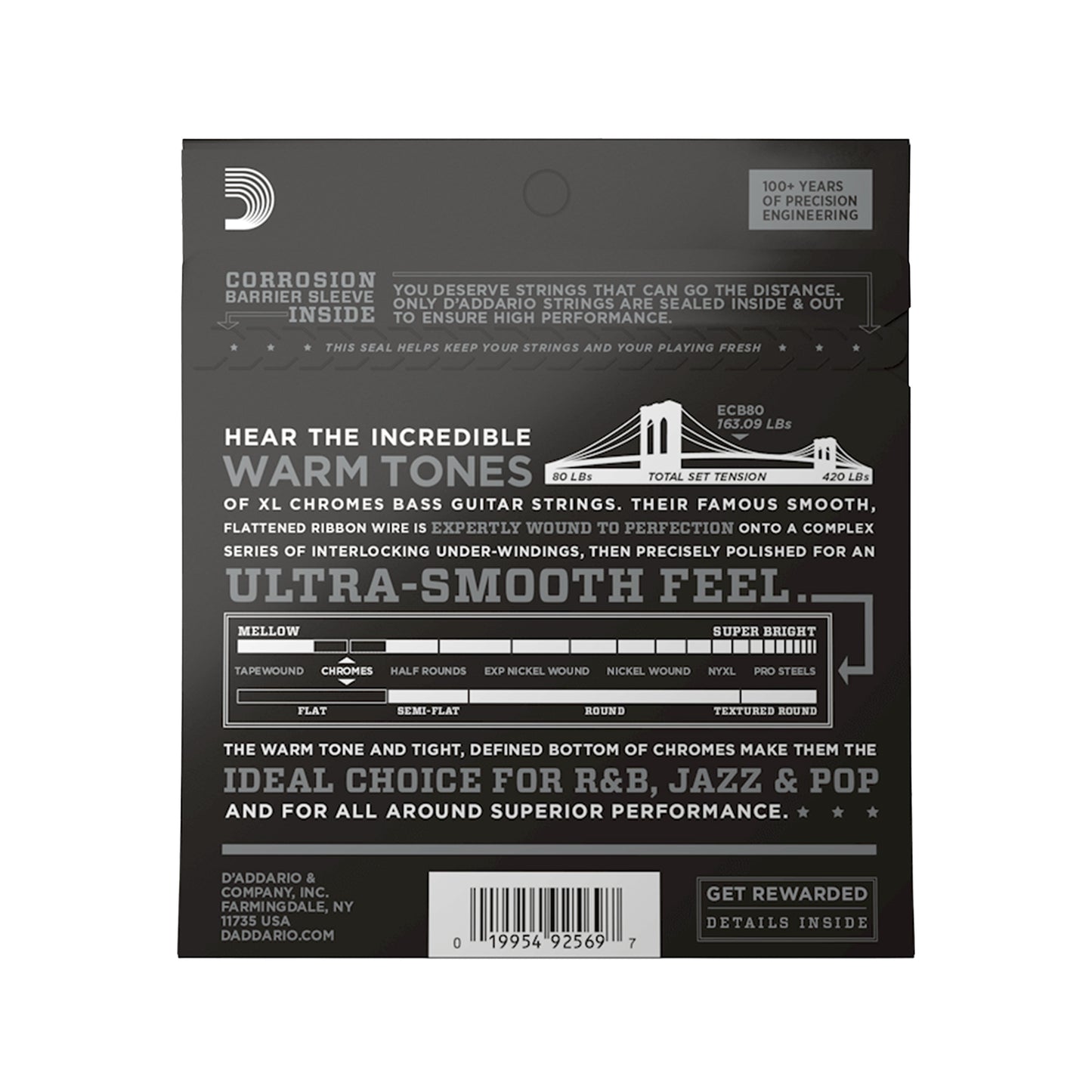 D\'Addario ECB80 XL Chromes Flat Wound Bass Strings Long Scale 40-95 Accessories / Strings / Bass Strings