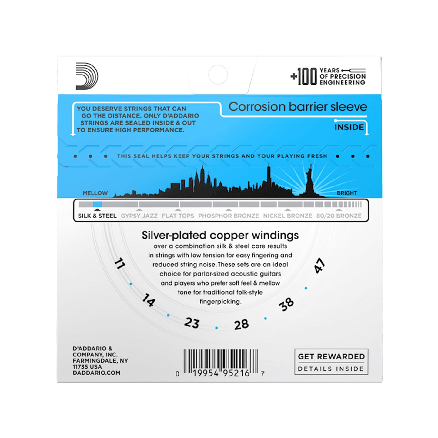 D'Addario EJ40 Silk & Steel Folk 11-47 Accessories / Strings / Guitar Strings