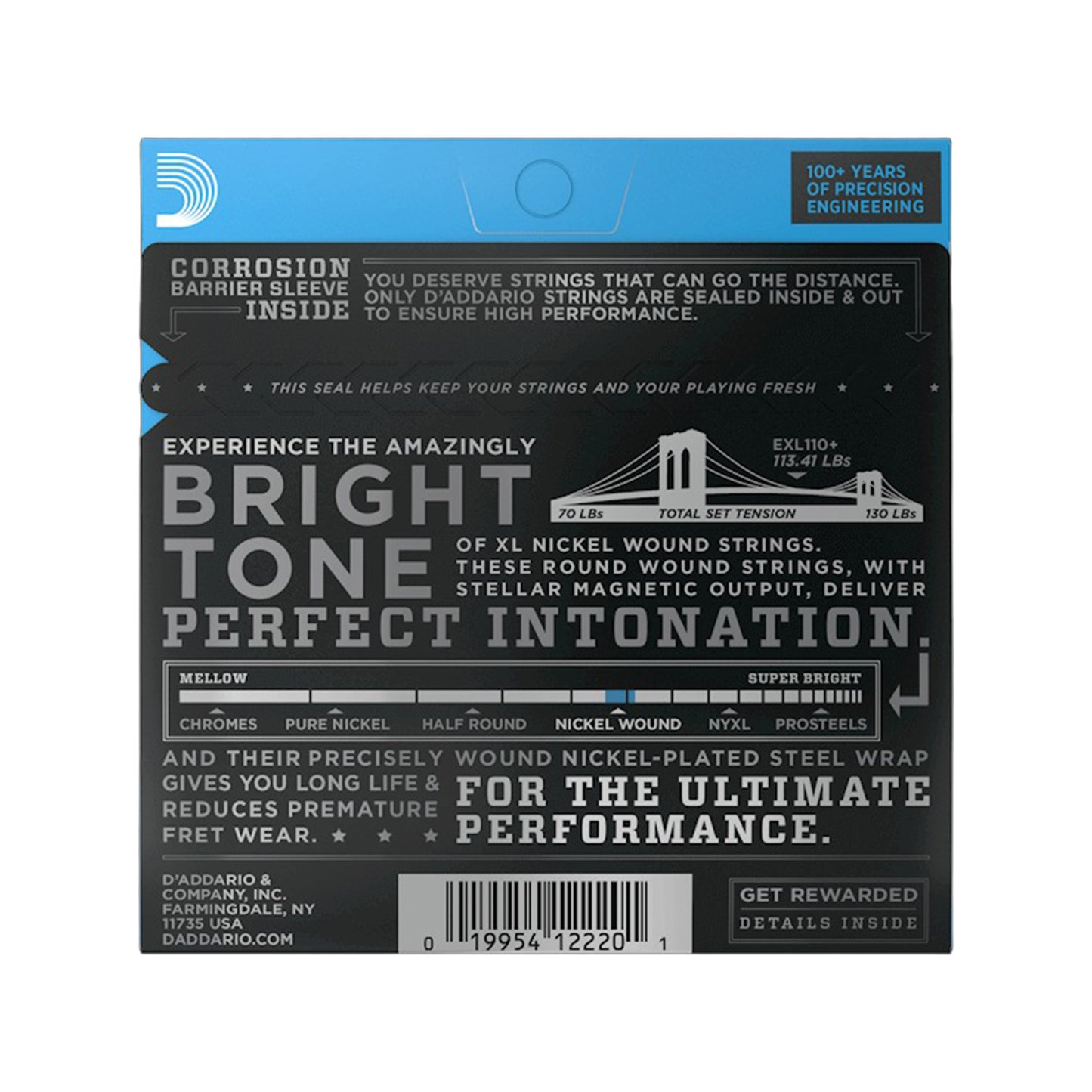 D'Addario EXL110+ XL 010 Electric Guitar Strings 10.5-48 Accessories / Strings / Guitar Strings