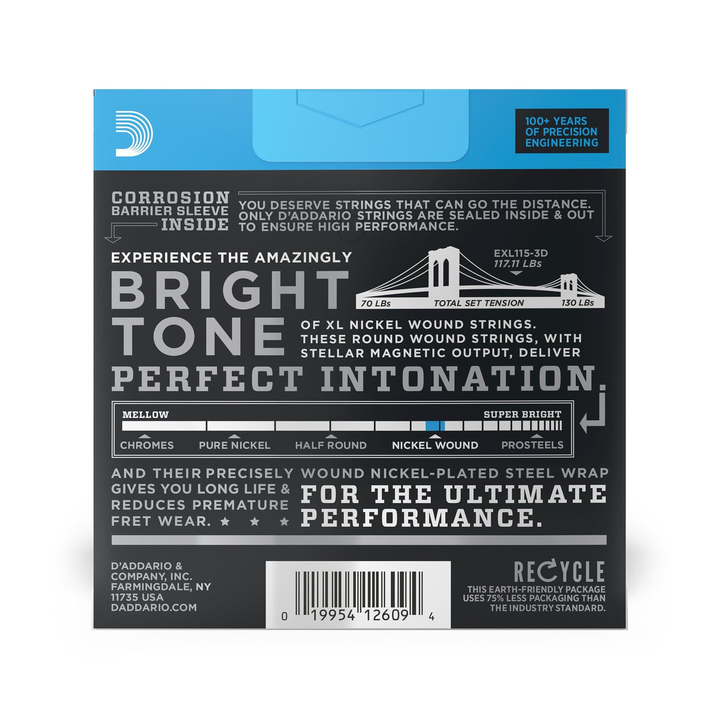 D'Addario EXL115-3D Electric Medium 11-49 3-Pack Accessories / Strings / Guitar Strings