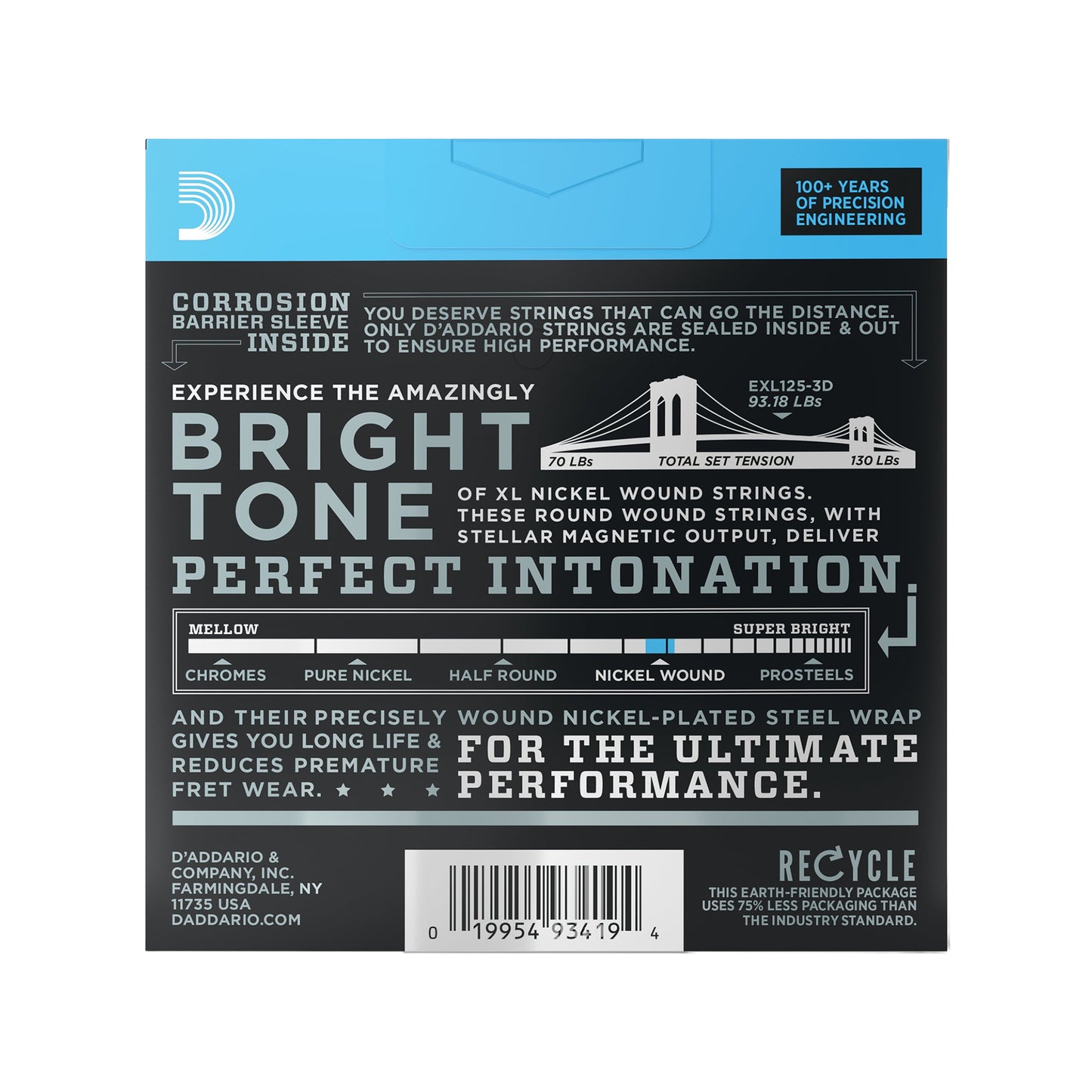 D'Addario EXL125-3D 3-Sets Electric 9-46 Accessories / Strings / Guitar Strings