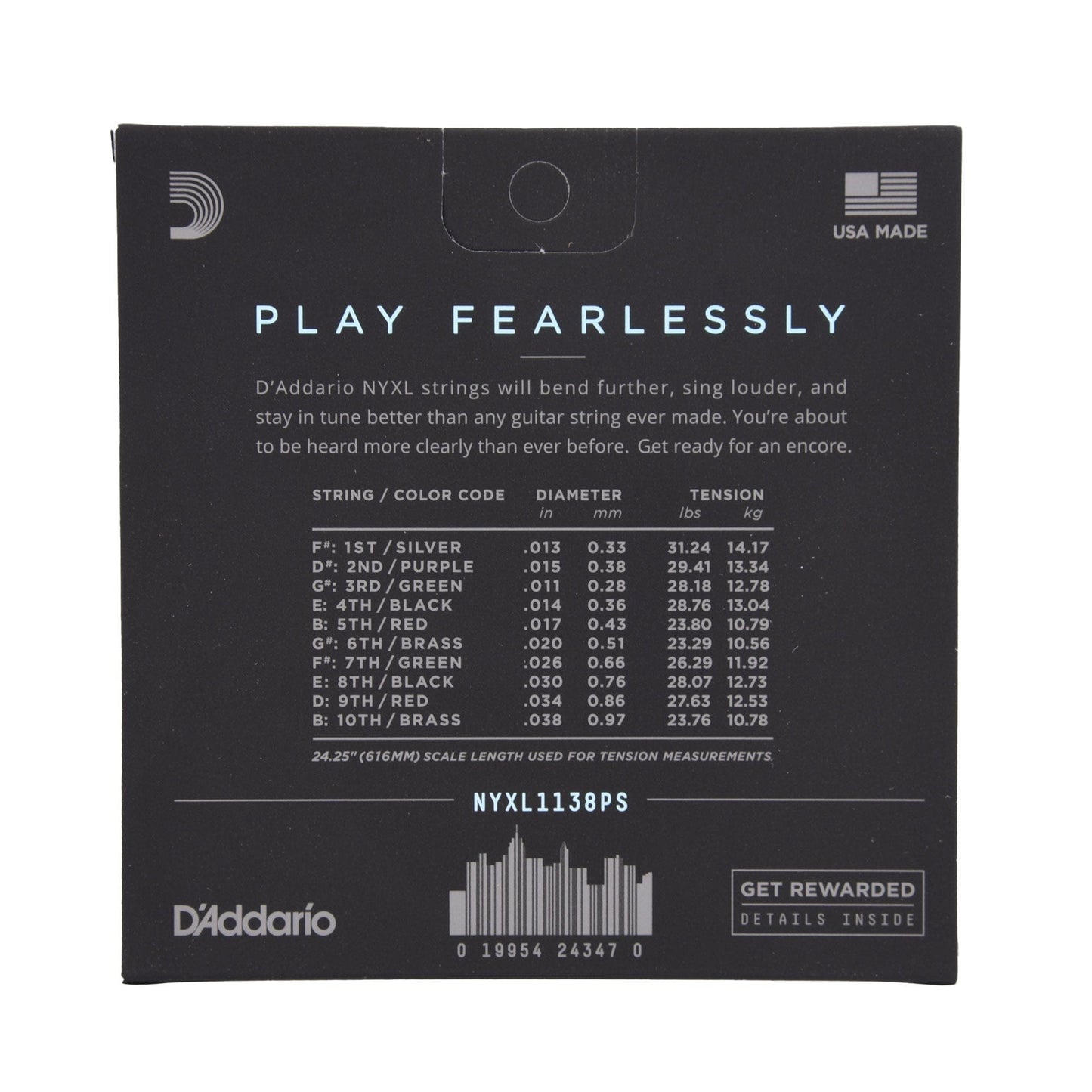 D'Addario NYXL1138PS NYXL Pedal Steel Guitar Strings 11-38 Regular Light E9 Accessories / Strings / Guitar Strings
