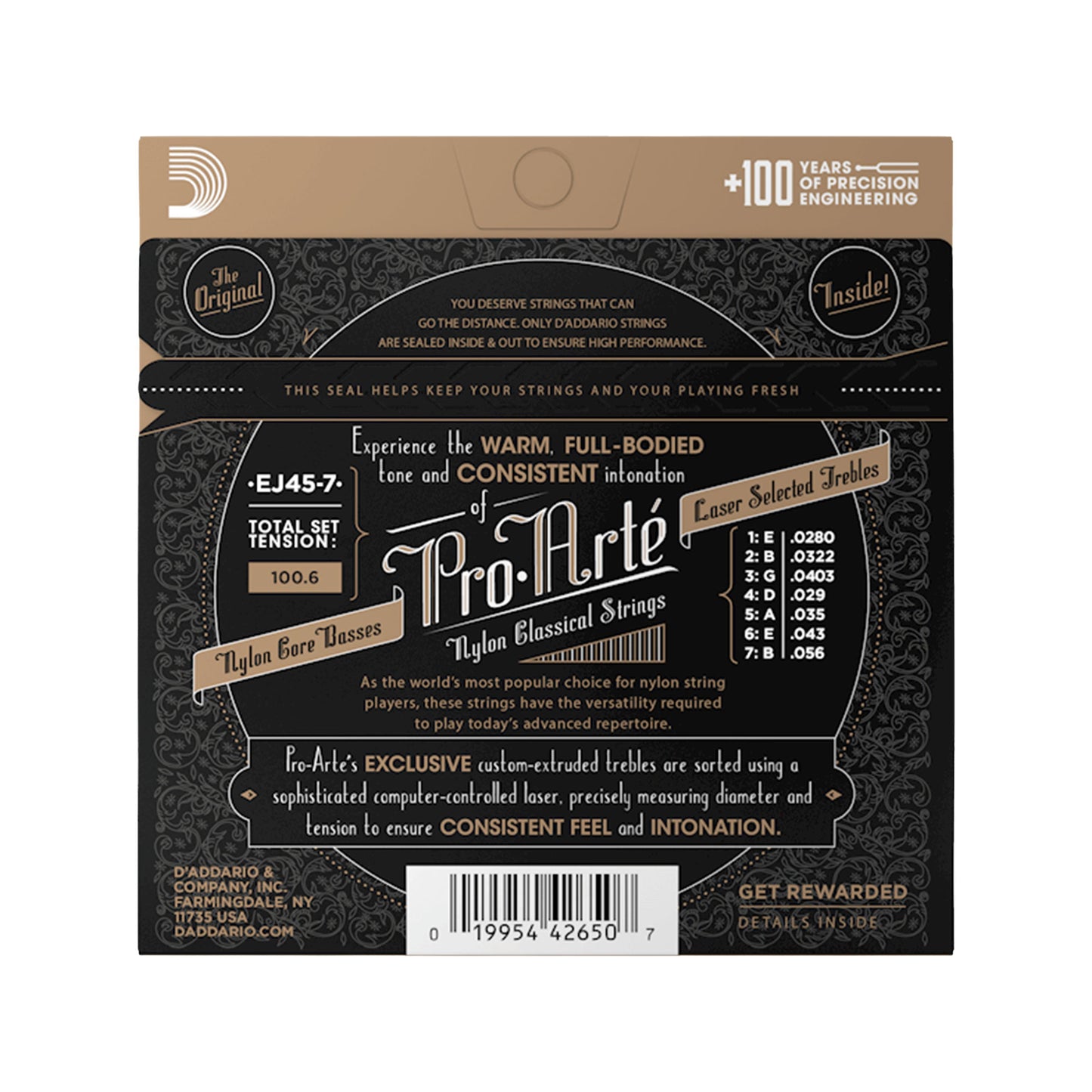 D'Addario Pro-Arté Nylon 7-String Classical Guitar Strings Normal Tension Accessories / Strings / Guitar Strings