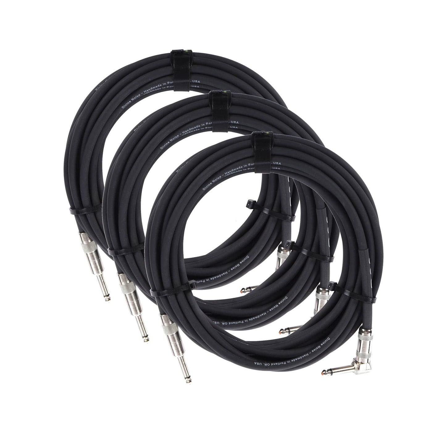 Divine Noise Straight Cable Black 25' Straight/Right Angle 3 Pack Bundle Accessories / Cables