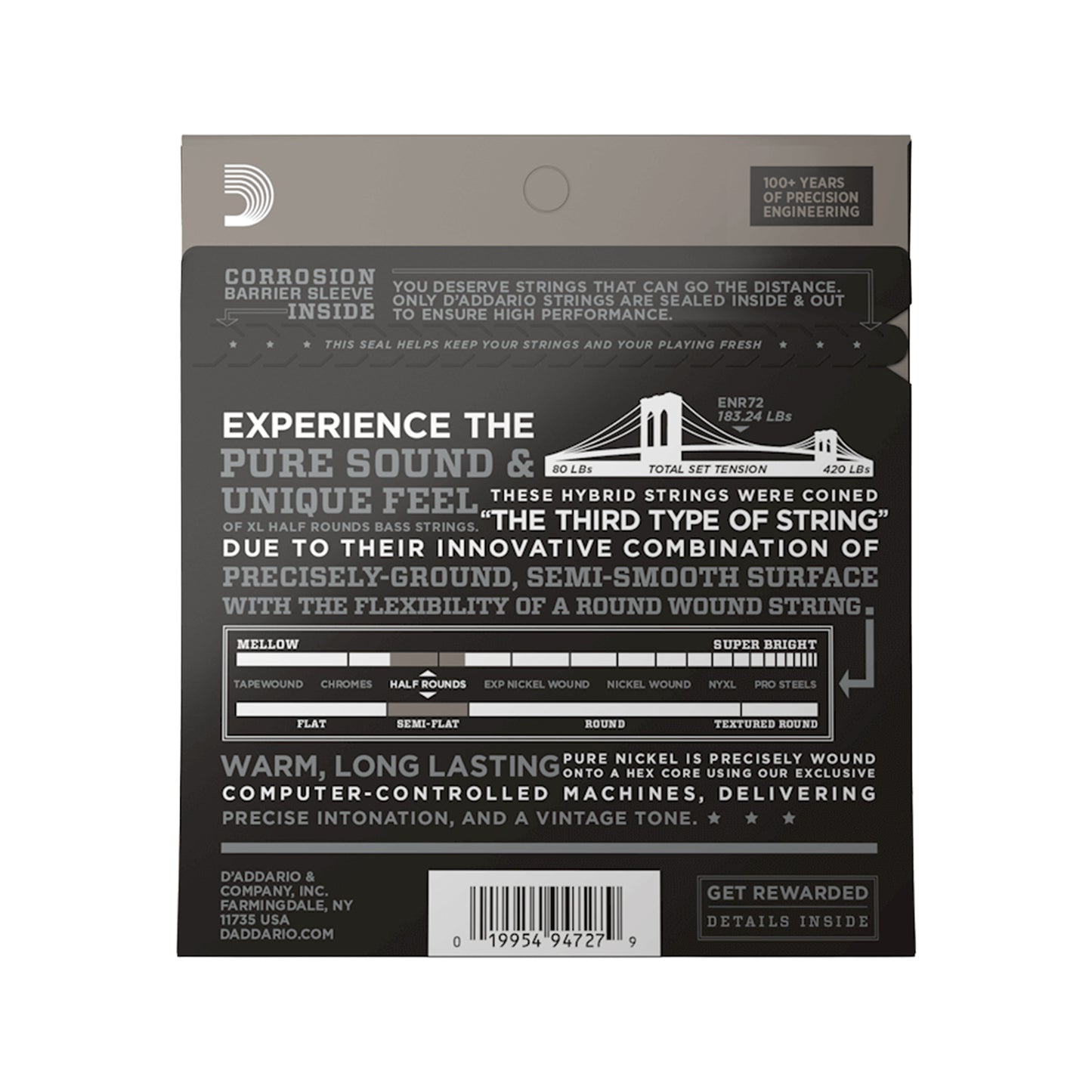 D\'Addario ENR72 Half Rounds Medium Bass Strings