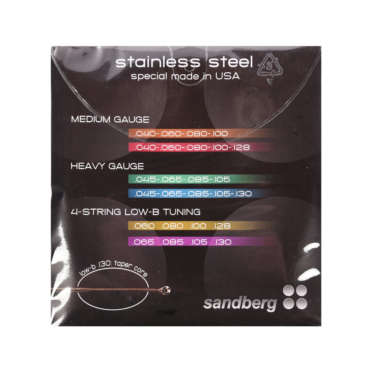 Sandberg Bass Strings 4-String Roundwound Stainless Steel 40-100