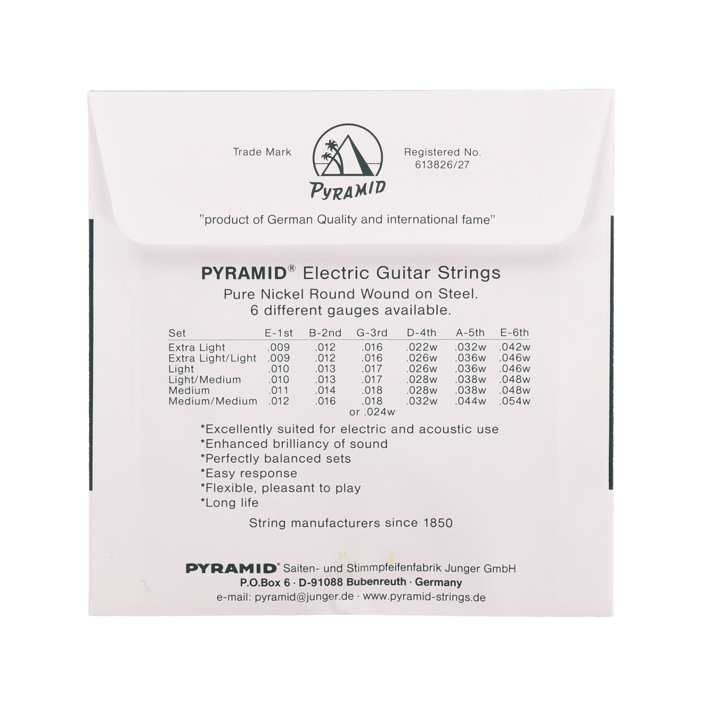 Pyramid Medium/Heavy Round Wound Electric Guitar Strings 11-50