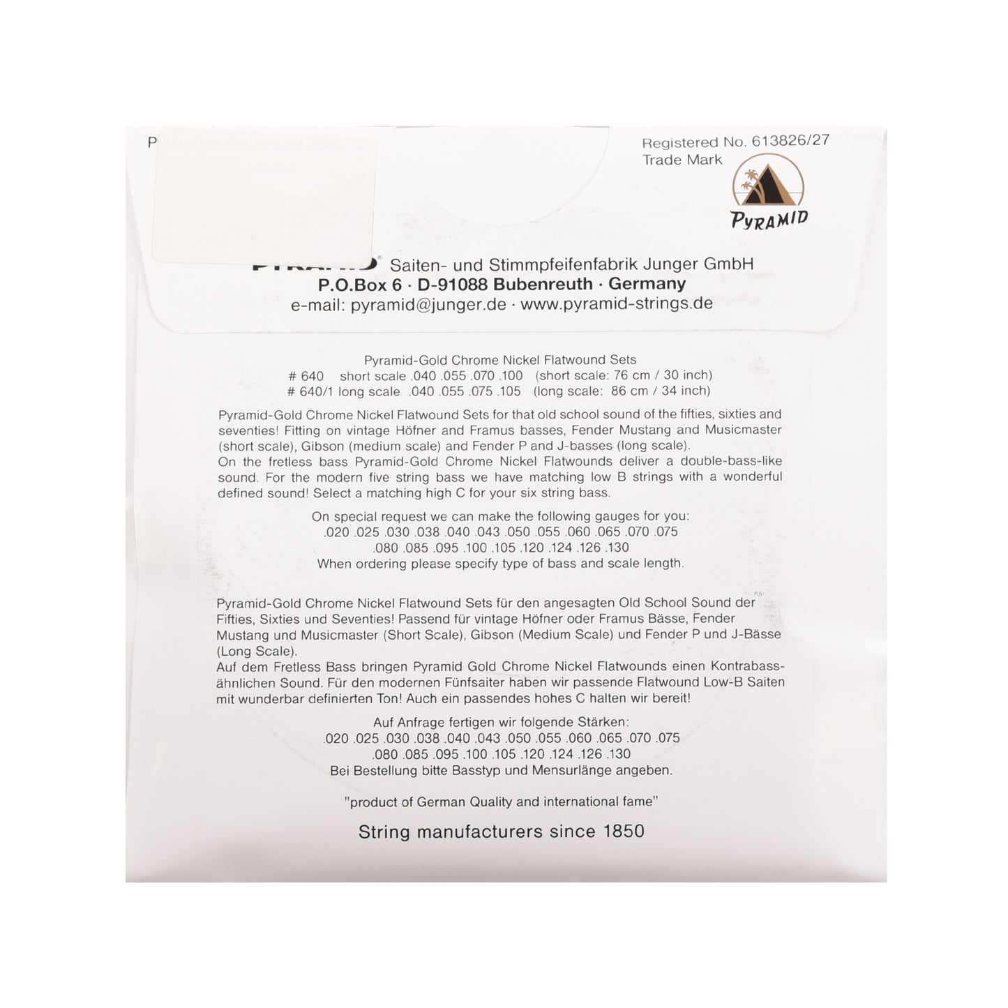 Pyramid Gold 640B Bass Flatwound Long Scale 4-String 50-110