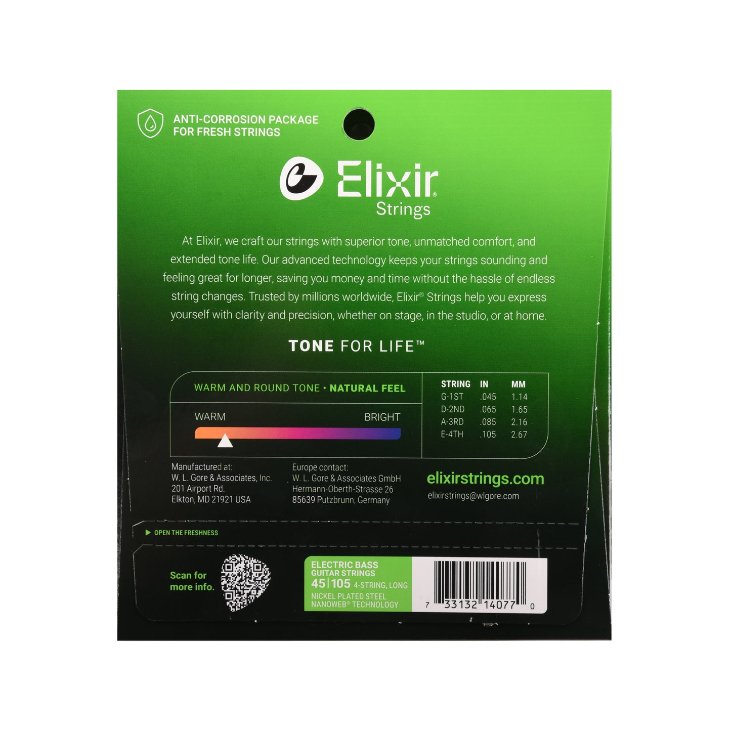 Elixir Medium Nanoweb 4-String Bass Strings 45-105