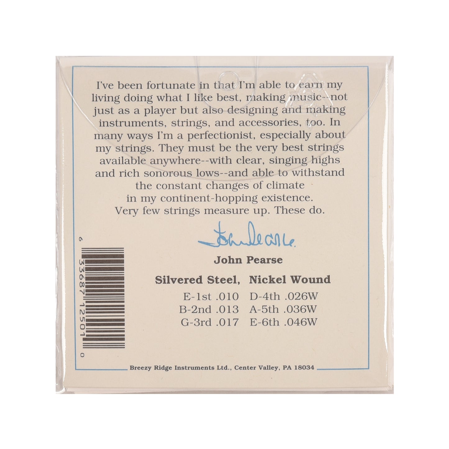 John Pearse Electric Strings Pure Nickel EZ Bend 10-46