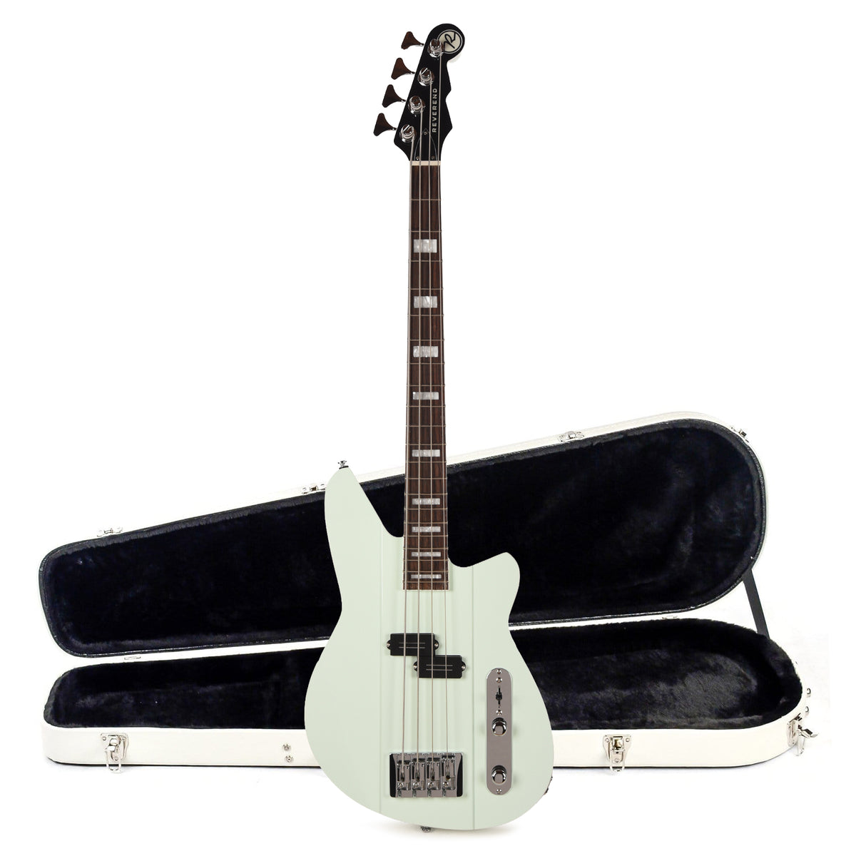 Reverend Sentinel Bass Guitar Iconic Blue and Teardrop Two Tone Case Bundle