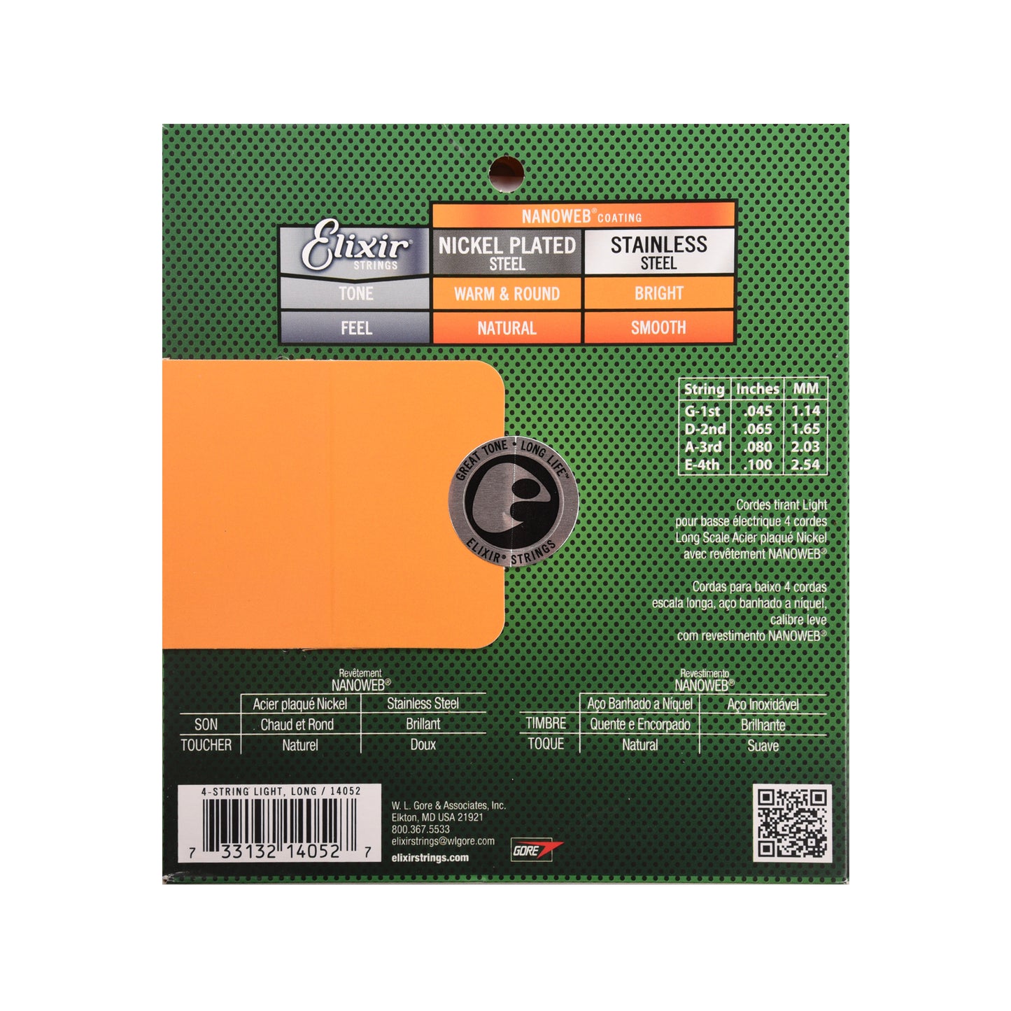 Elixir Light Nanoweb 4-String Bass Strings 45-100