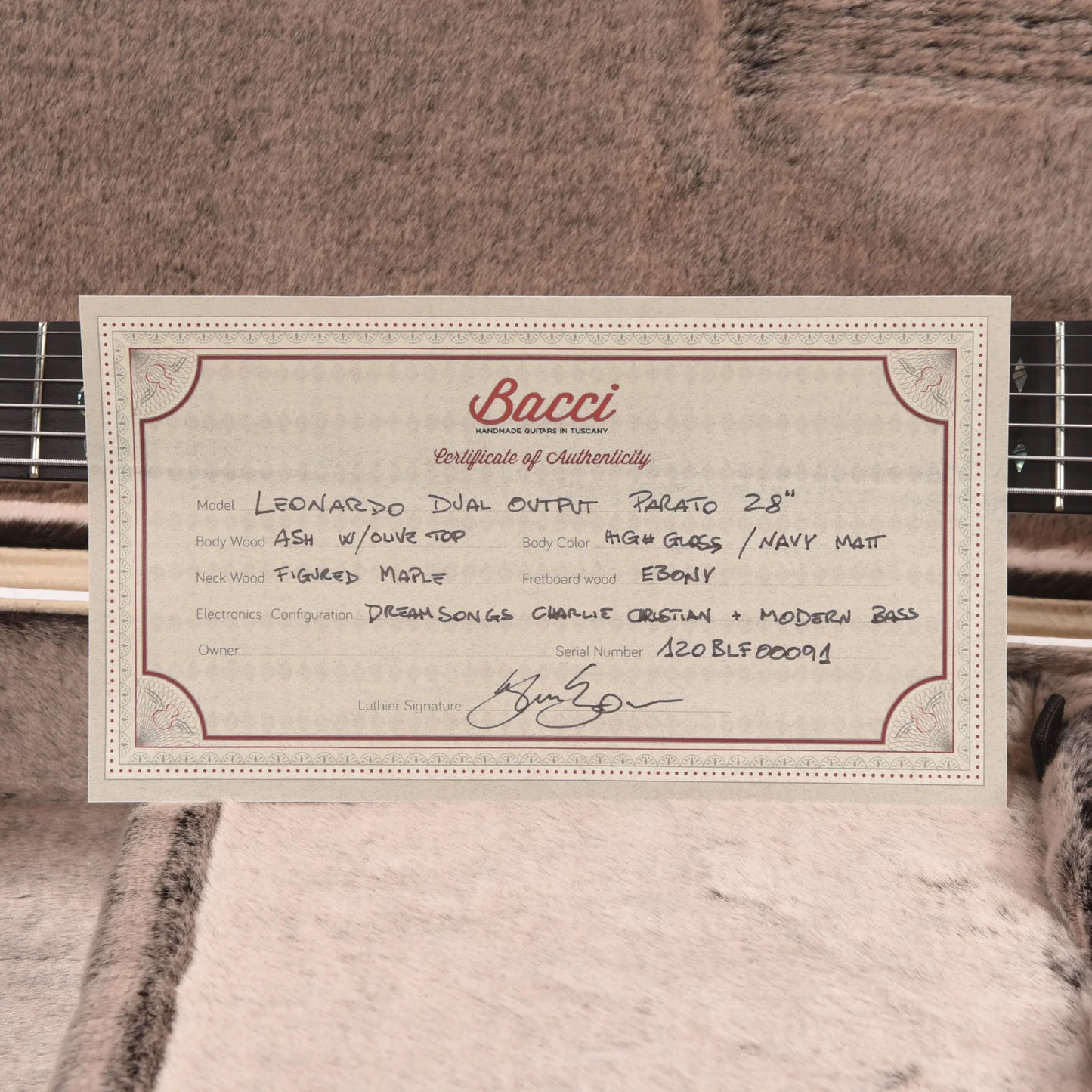 Bacci Leonardo Parato Essence Olivo Dual Output Baritone Italian Olive/Ash Natural