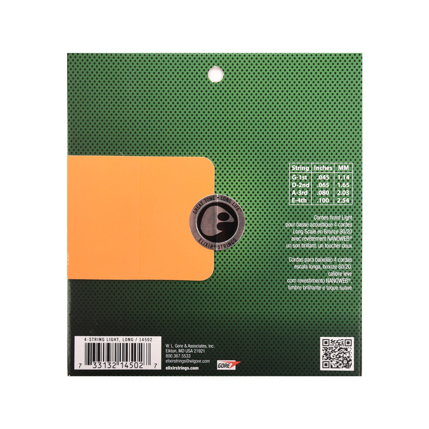 Elixir 14502 Acoustic Bass Nano Light 45-100 Long Scale