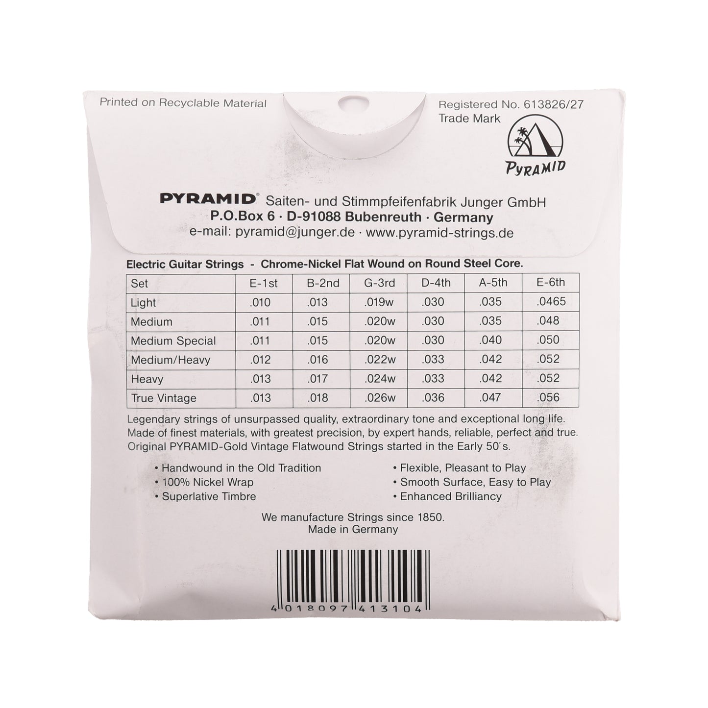 Pyramid Gold Heavy Flatwound Electric Strings 13-56