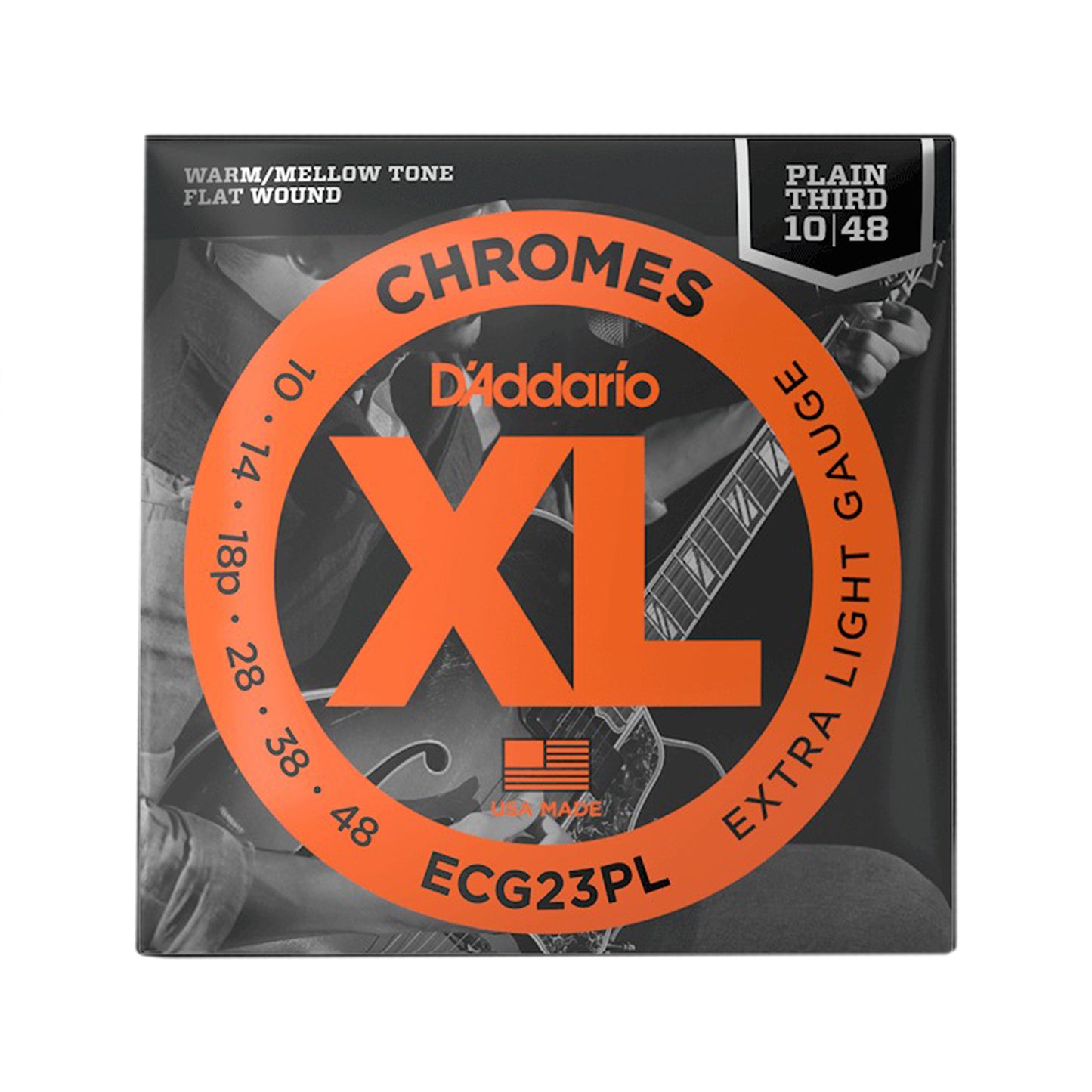 D'Addario XL Chromes Electric Guitar Strings Extra Light Plain Third 10-48