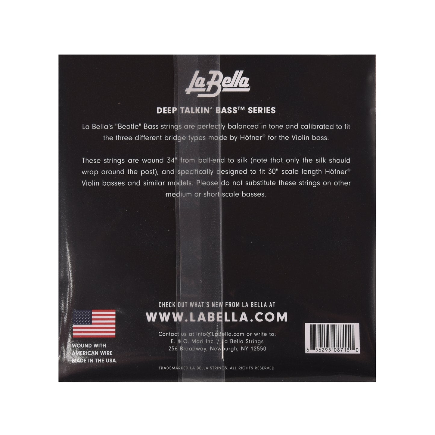 La Bella Beatle Bass Black Nylon Tape Wound Strings 50-100