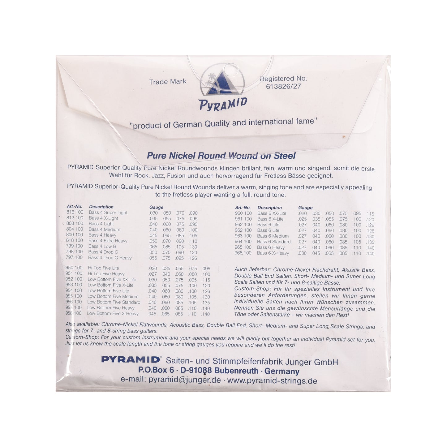 Pyramid Heavy Round Wound Nickel 5-String Bass Strings 45-130