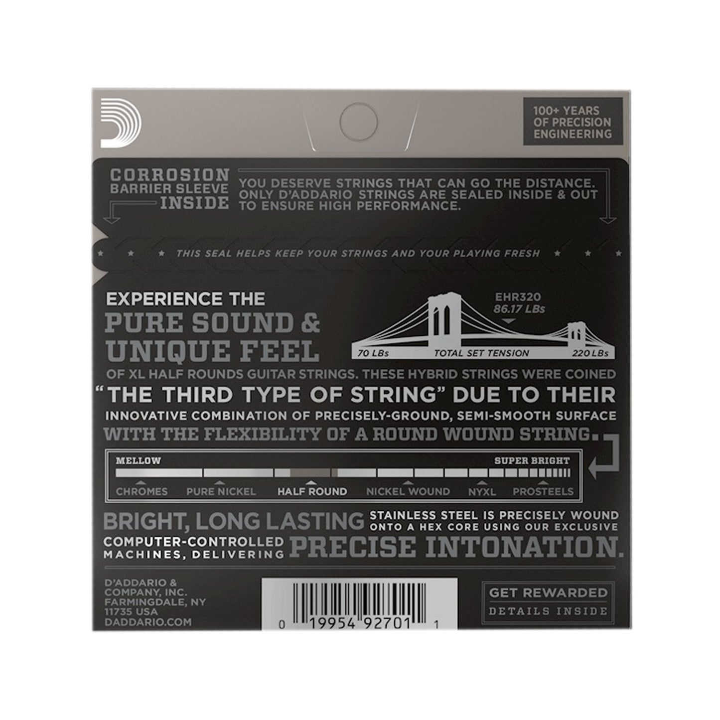 D'Addario EHR320 Half Round Super Light Electric Guitar Strings 9-42