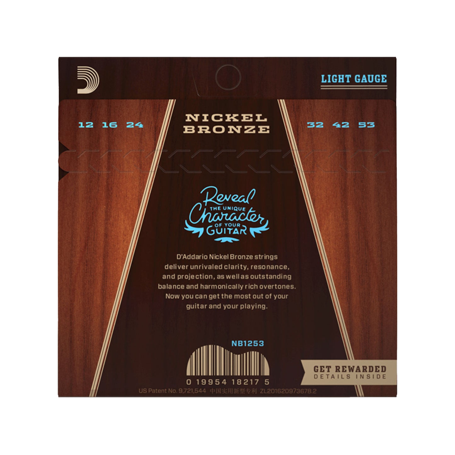 D'Addario NB1253 Nickel Bronze Acoustic String Set Light 12-53