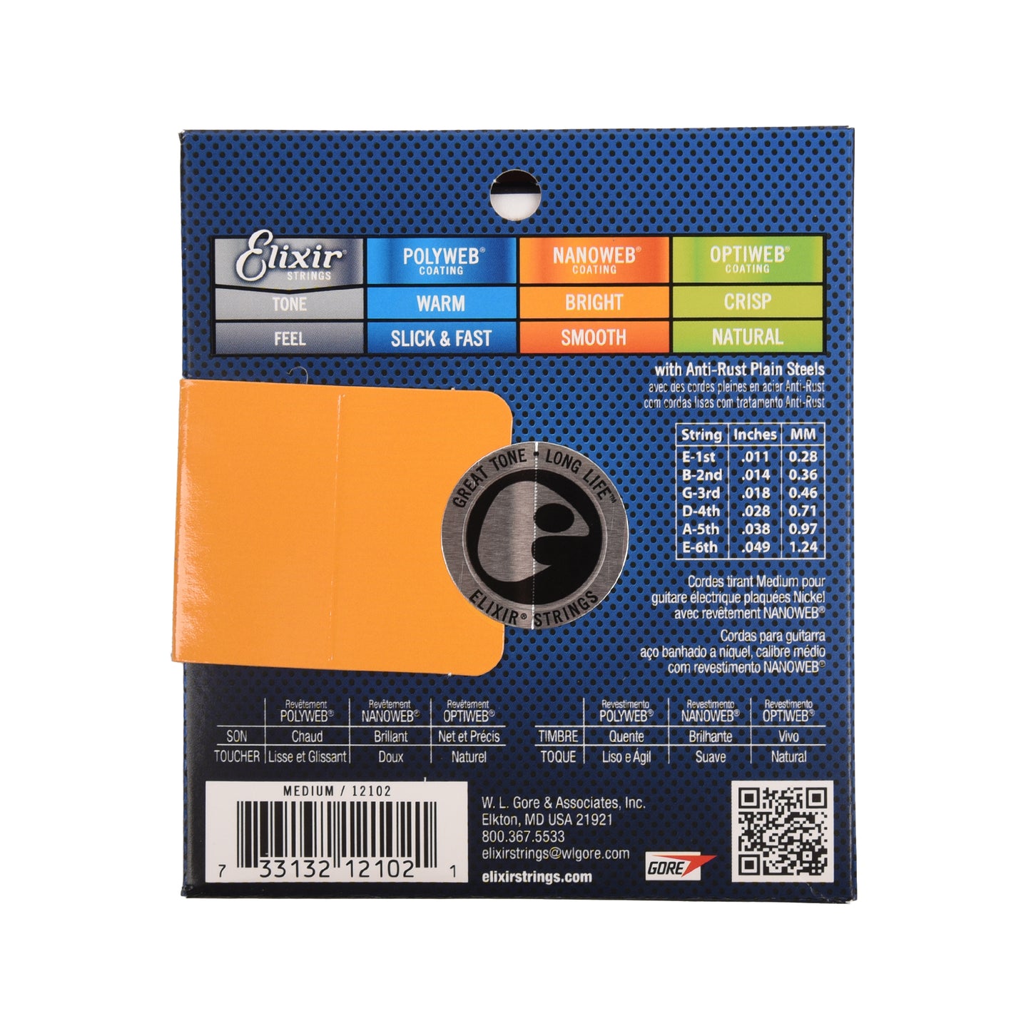 Elixir Light Nanoweb Electric Guitar Strings 11-49