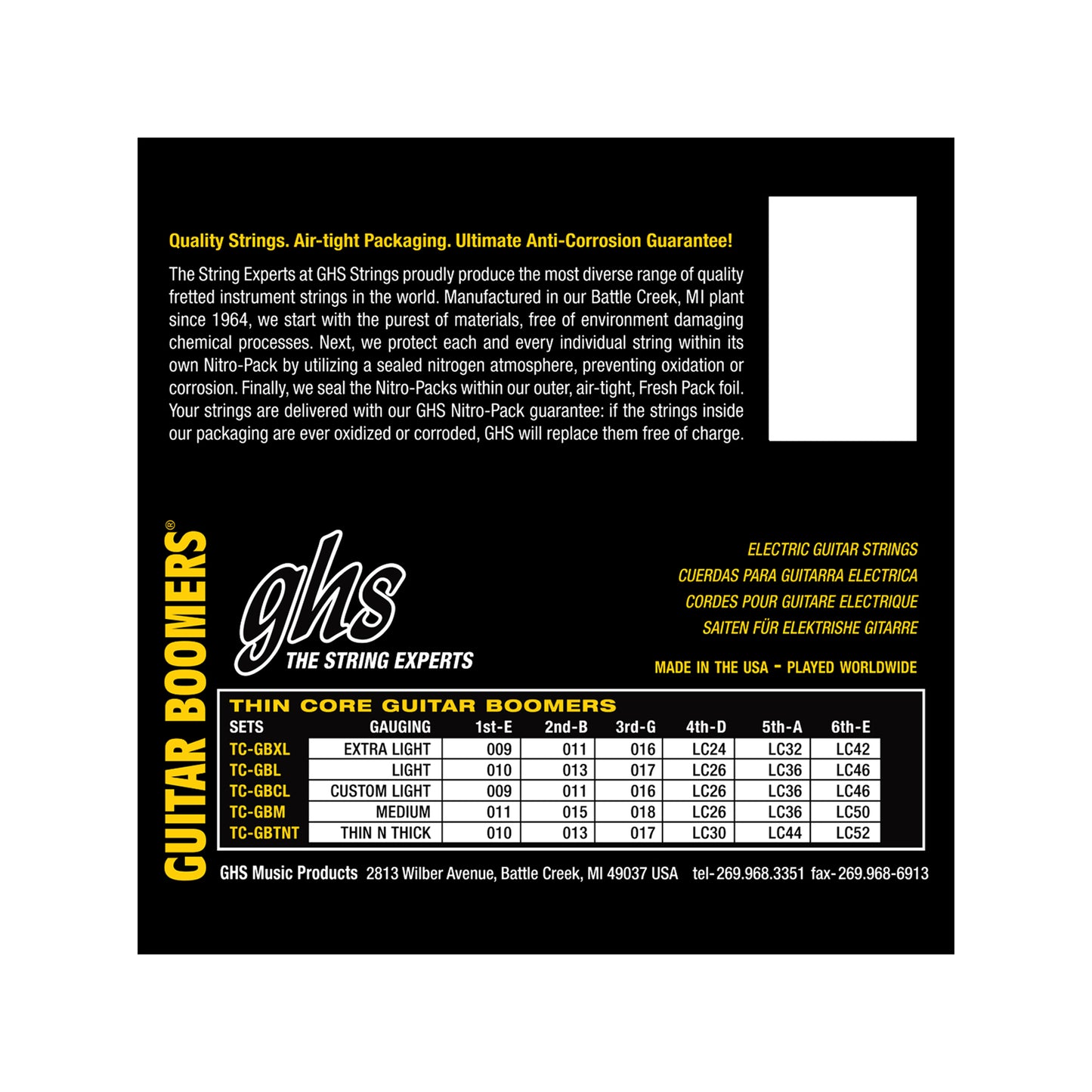 GHS TC-GBXL Thin Core Boomers 9-42 Extra Light
