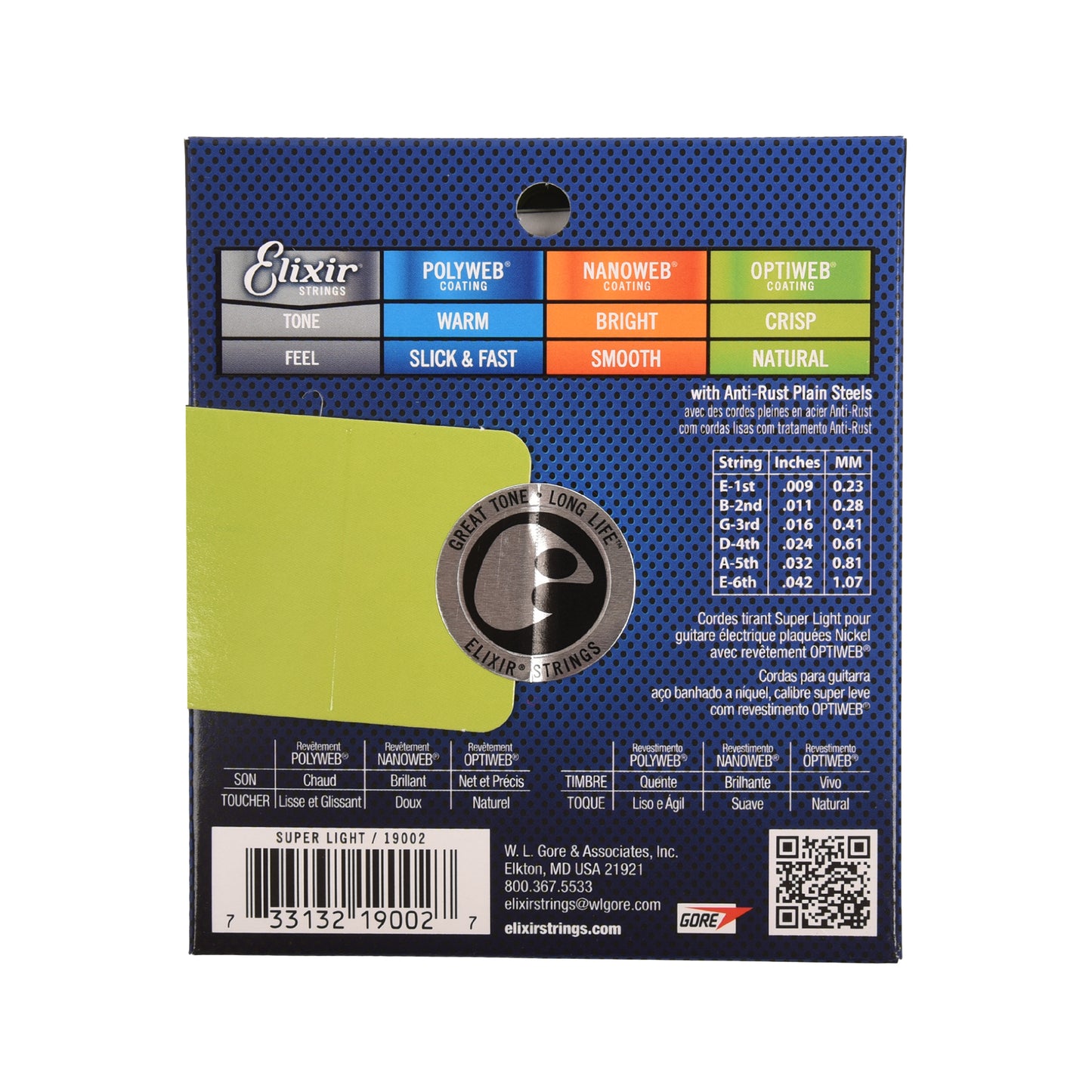 Elixir 19002 Optiweb Electric Guitar Strings Super Light 9-42