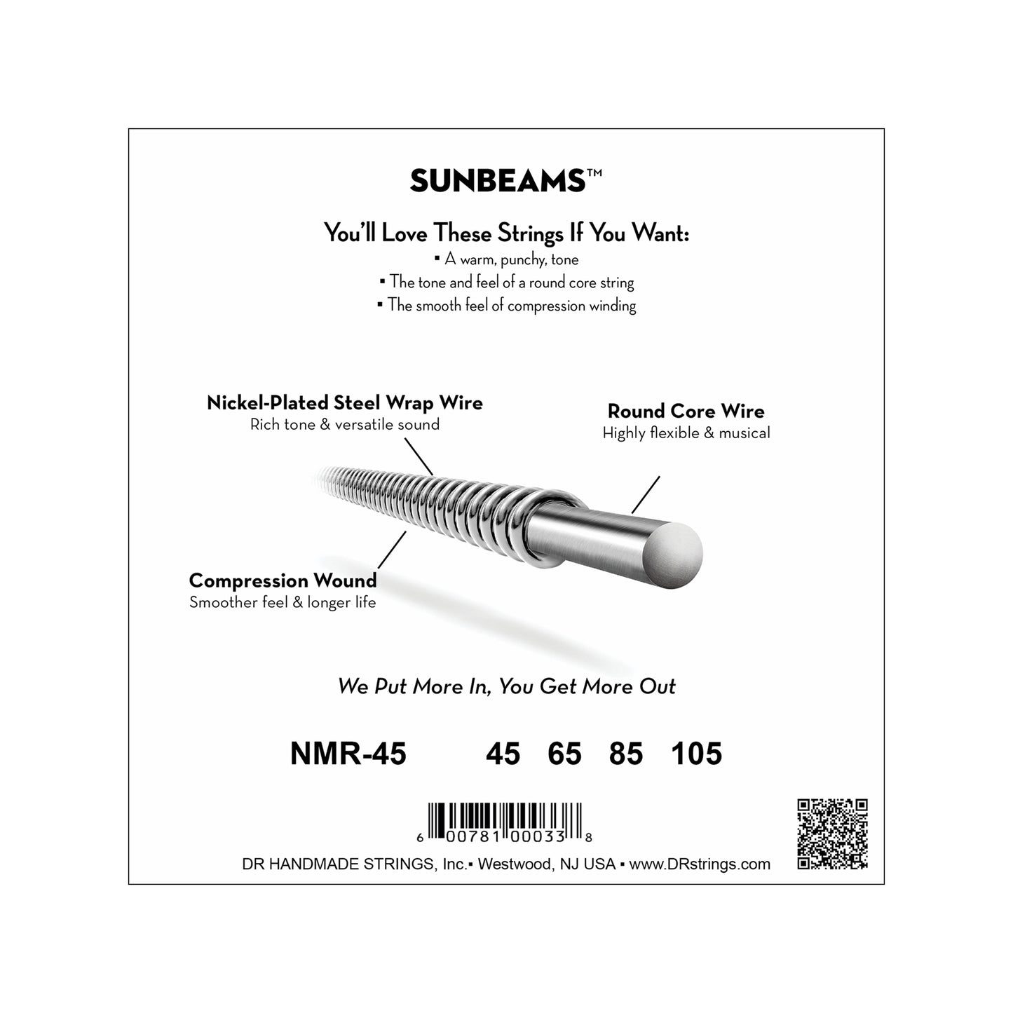 DR Strings NMR-45 Sunbeam Bass Medium 45-105 Accessories / Strings / Bass Strings