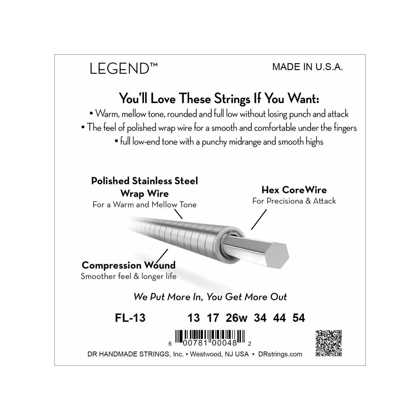DR Strings FL-13 Legend Flatwound Electric Medium 13-54 Accessories / Strings / Guitar Strings