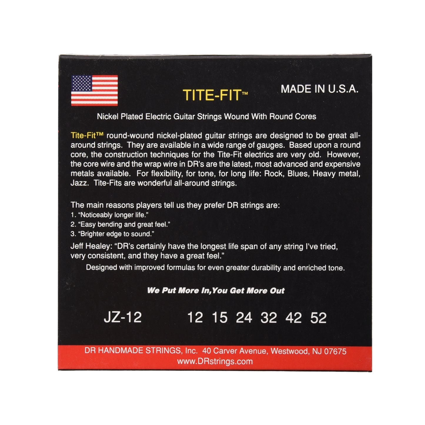 DR Strings JZ-12 Tite Fit Electric Jazz 12-52 Accessories / Strings / Guitar Strings