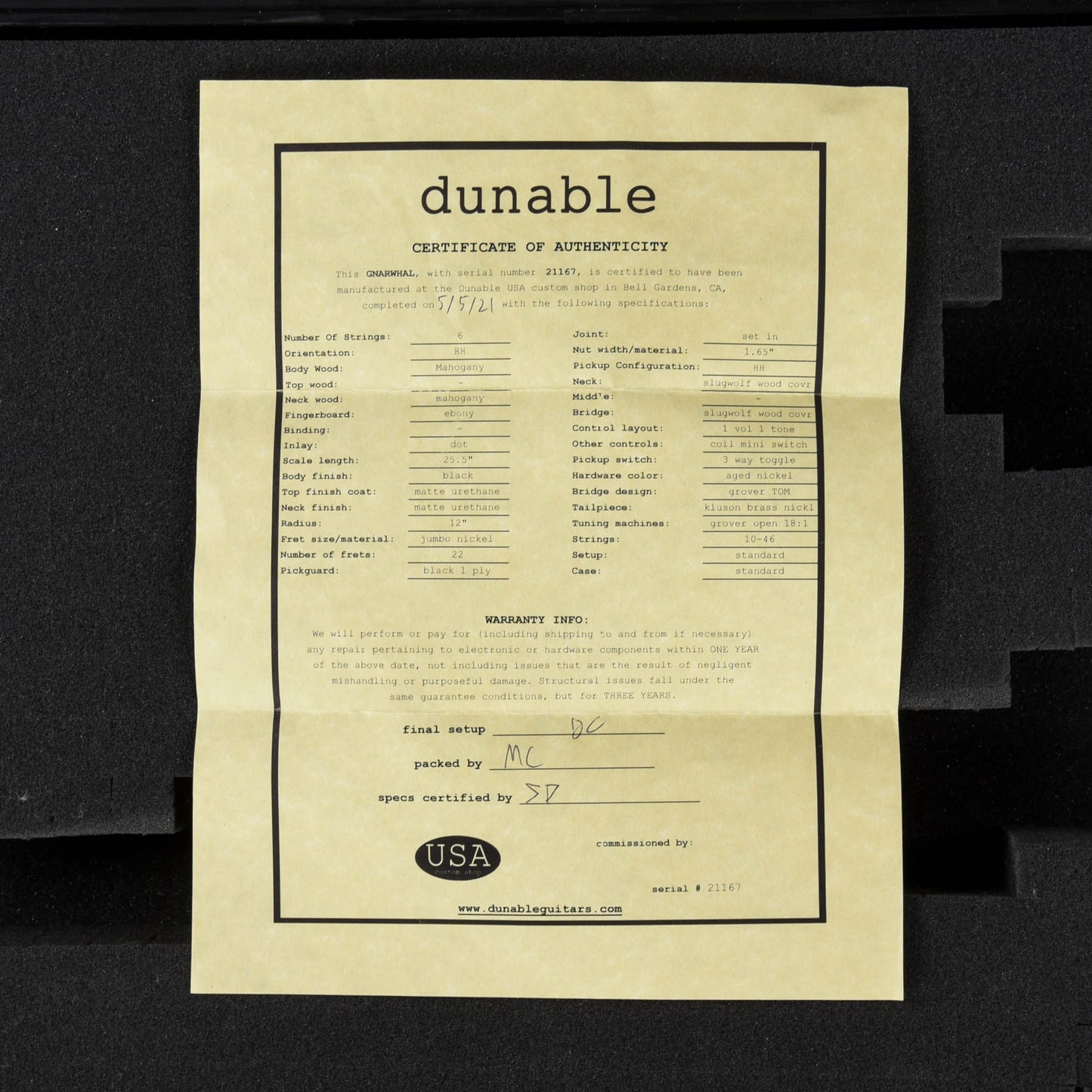 Dunable Gnarwhal Black 2021 Electric Guitars / Solid Body