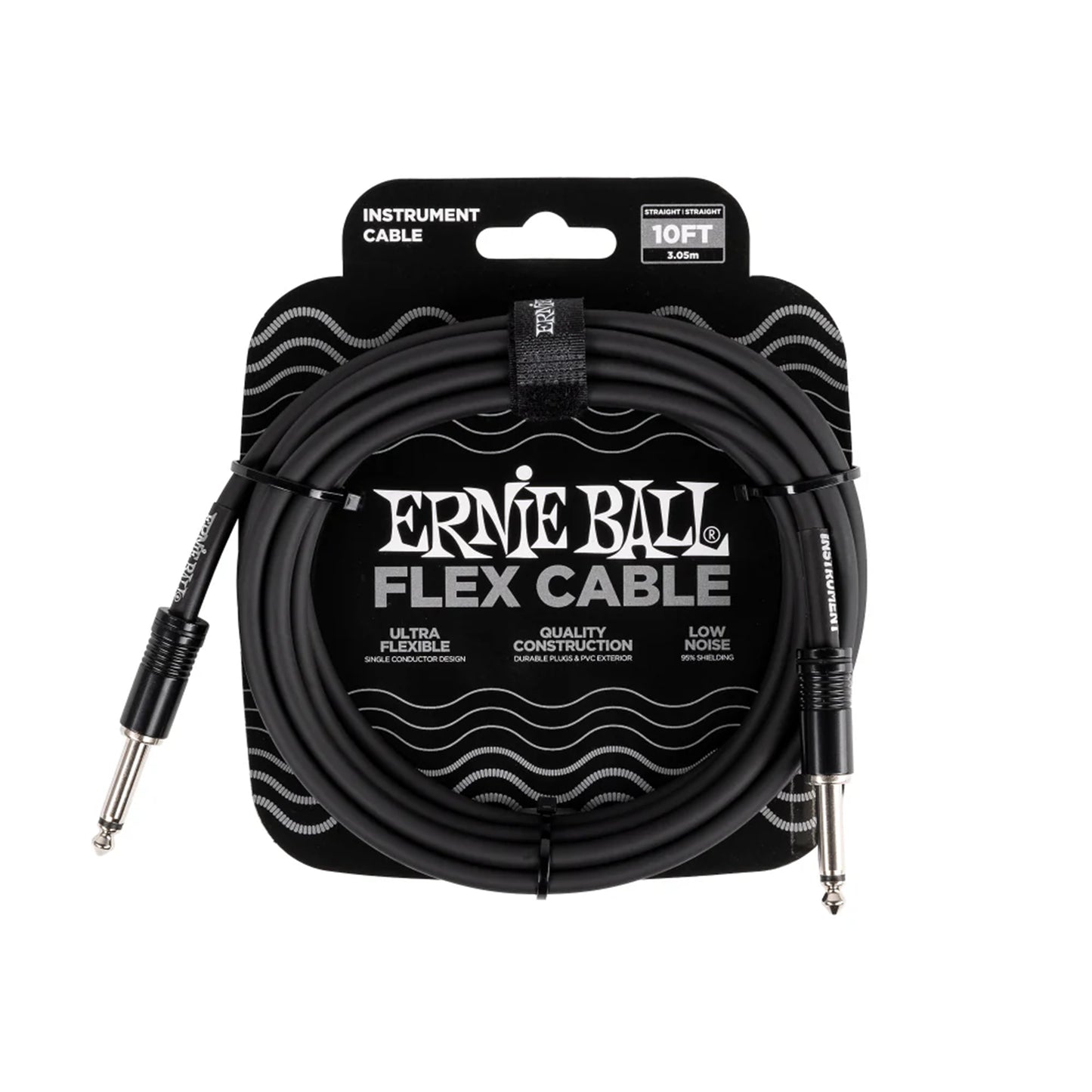 Ernie Ball Flex Instrument Cable Straight/Straight 10' Black Accessories / Cables