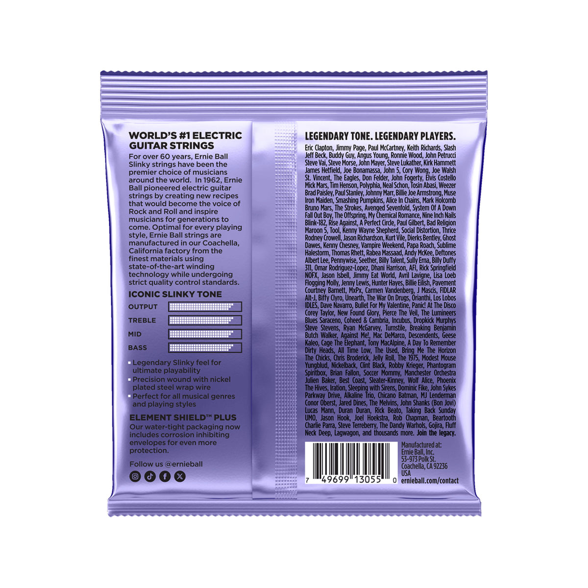 Ernie Ball P02219 Silky Slinky Nickel Wound 6-String Electric Guitar Strings 9.5-48 Strings