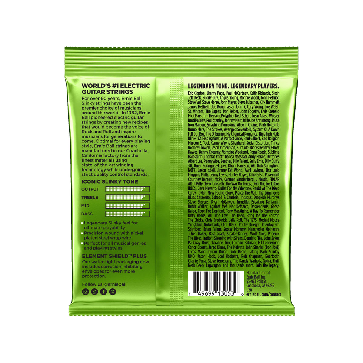 Ernie Ball P02619 Titan Slinky Nickel Wound 6-String Electric Guitar Strings 11-56 Strings