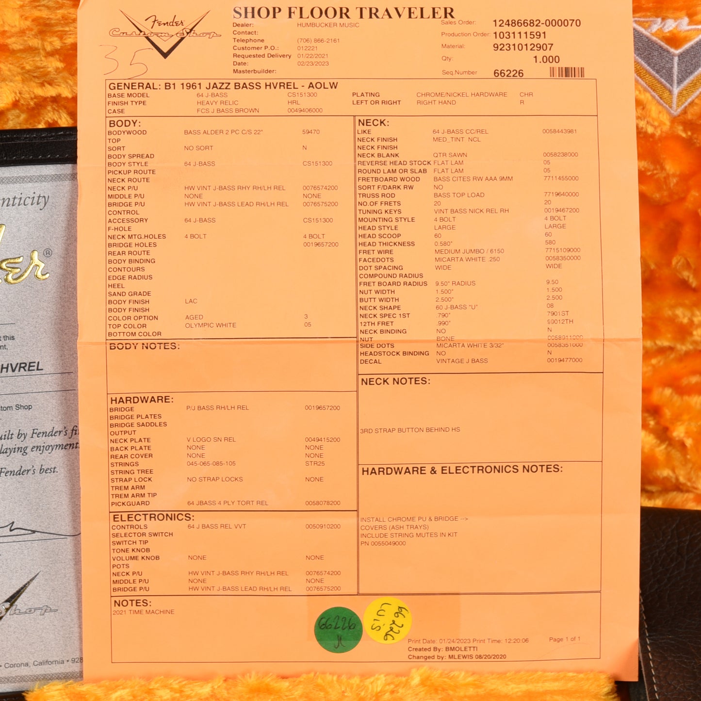 Fender Custom Shop 61 Jazz Bass Heavy Relic Olympic White 2023 Bass Guitars / 4-String