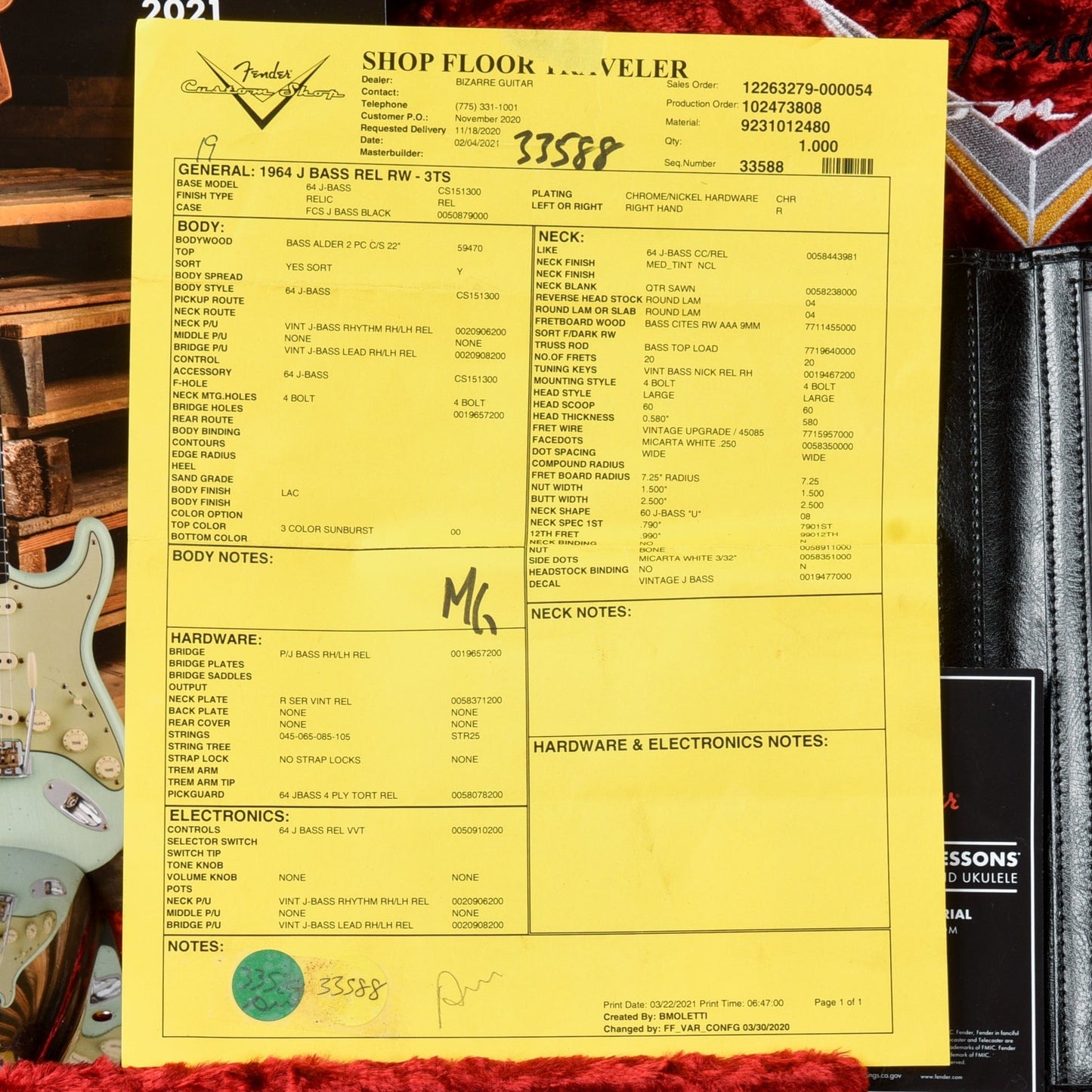 Fender Custom Shop '64 Jazz Bass Relic 3-Tone Sunburst 2021 Bass Guitars / 4-String