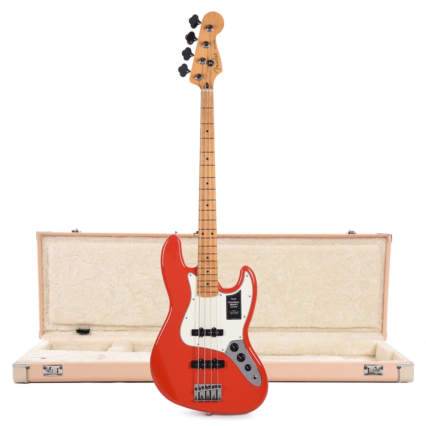 Fender Player II Jazz Bass MN Coral Red and Shell Pink Hardshell Case Bundle Bass Guitars / 4-String