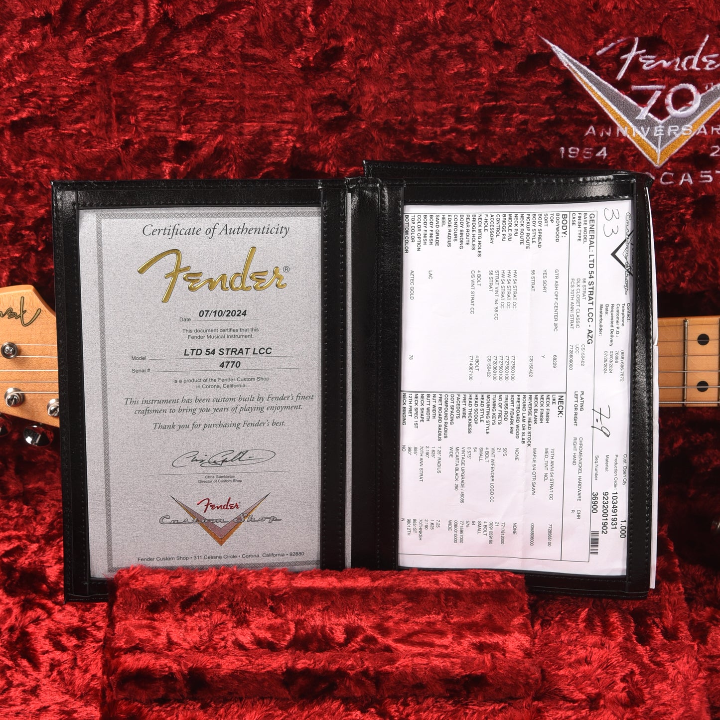Fender Custom Shop LTD 70th Anniversary 1954 Stratocaster Deluxe Closet Classic Aztec Gold Electric Guitars / Solid Body