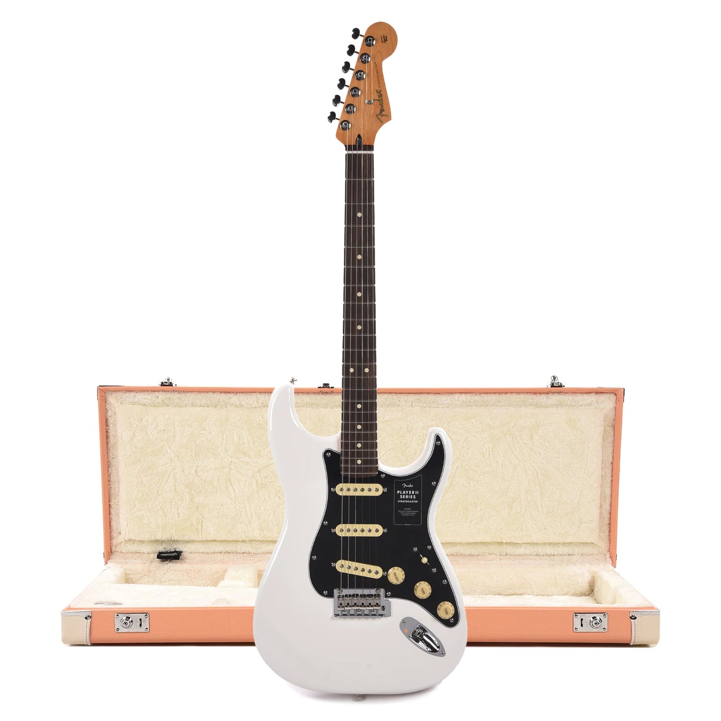Fender Player II Stratocaster RW Polar White and Pacific Peach Hardshell Case Bundle Electric Guitars / Solid Body