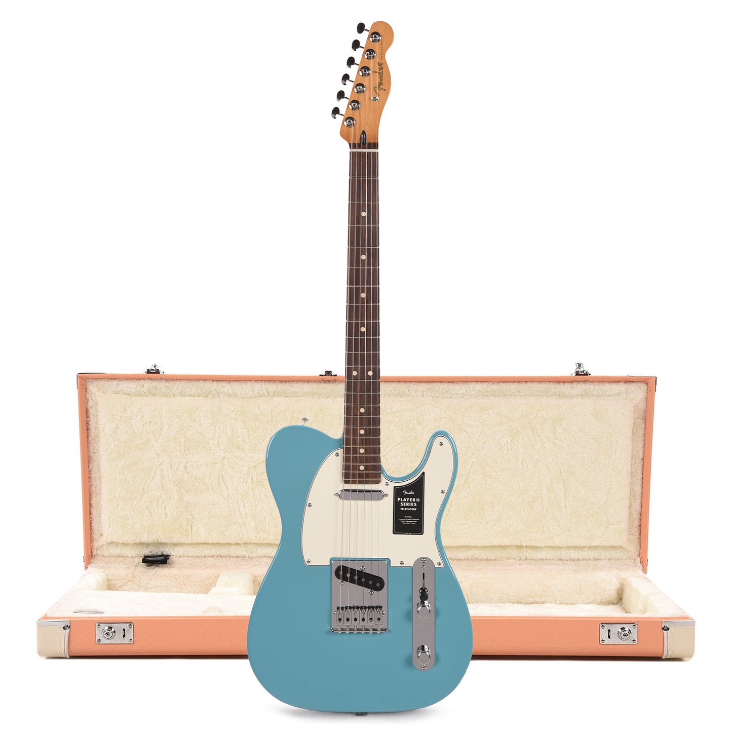 Fender Player II Telecaster RW Aquatone Blue and Pacific Peach Hardshell Case Bundle Electric Guitars / Solid Body