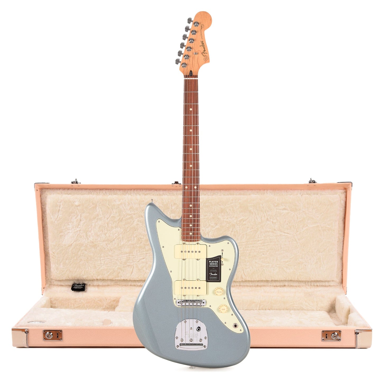 Fender Player Jazzmaster Ice Blue Metallic w/Pure Vintage '65 Pickups & Series/Parallel 4-Way and Hardshell Case Jazzmaster/Jaguar Shell Pink w/Cream Interior Electric Guitars / Solid Body