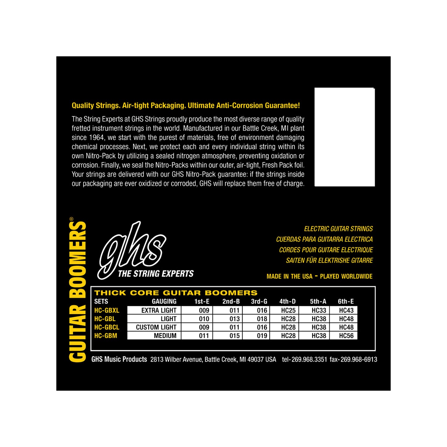 GHS HC-GBL Thick Core Boomers 10-48 Light Accessories / Strings / Guitar Strings