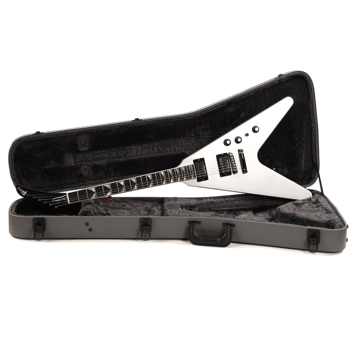 Gibson Artist Dave Mustaine Signature "Rust in Peace" Flying V EXP Silver Metallic Electric Guitars / Solid Body
