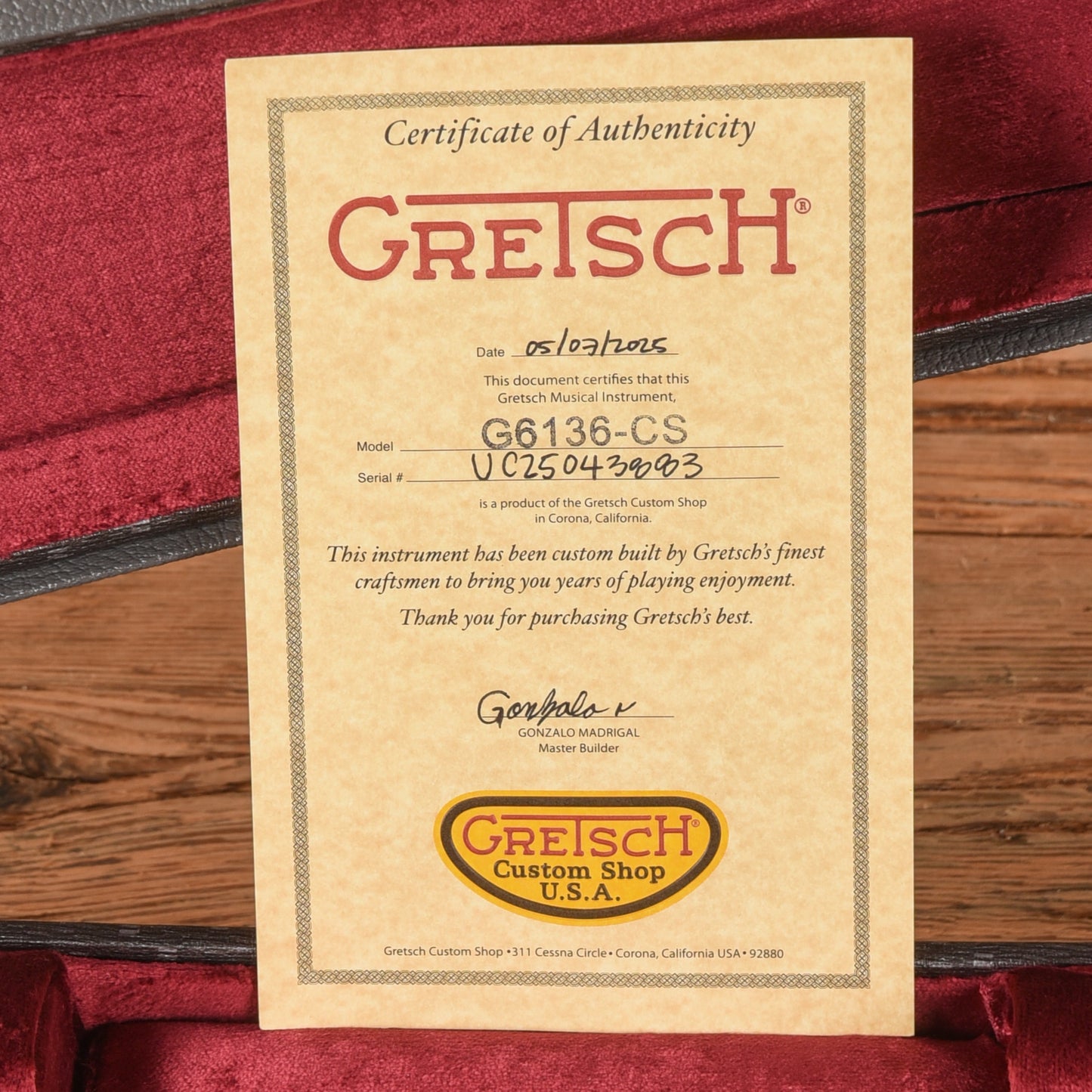 Gretsch Custom Shop G6136-55 Paisley Falcon Relic Master Built by Gonzalo Madrigal Candy Apple Burst 2025 Electric Guitars