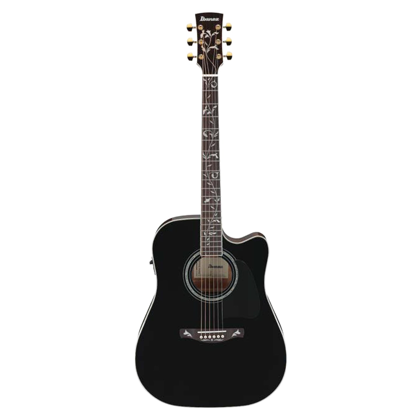 Ibanez AW391CEBKH Dreadnought Cutaway Acoustic-Electric Guitar Black High Gloss Acoustic Guitars