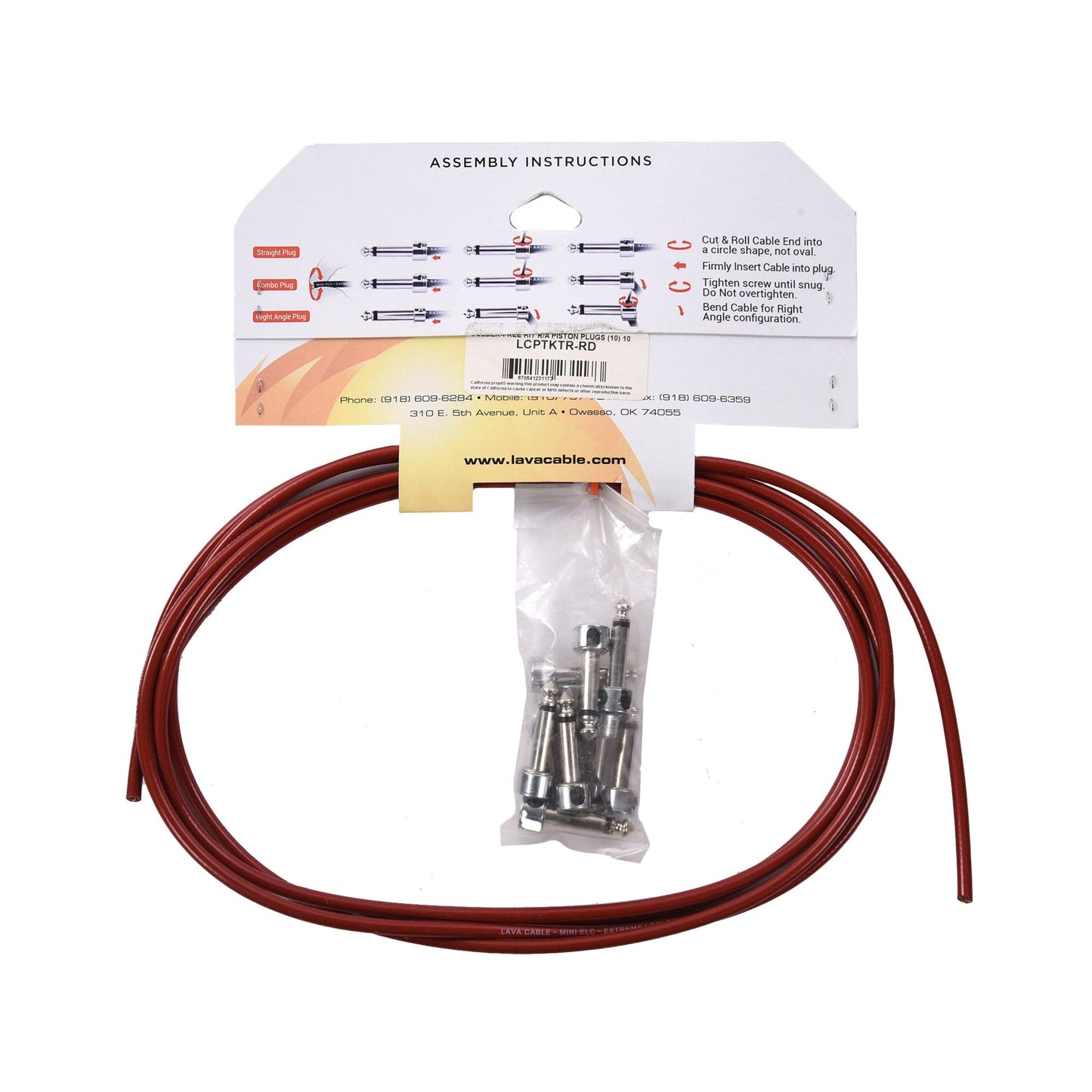 Lava Piston Solder-Free Pedalboard Kit Red w/10' Cable & 10 Angle Plugs